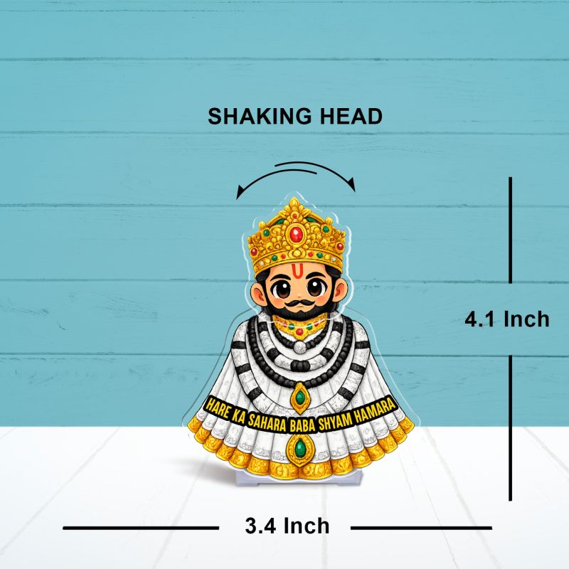 Khatu Shyam Bobblehead Car Dashboard Idol Spiritual God Idol Solar Powered Car Accessories Moving Head Feature God Gift Items